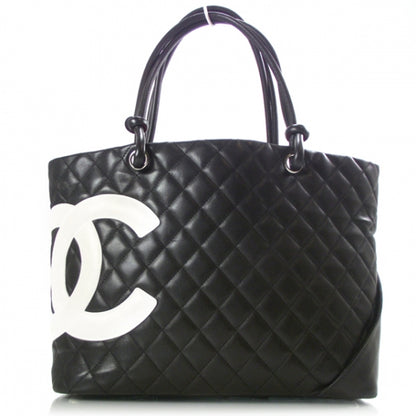 Chanel Calfskin Quilted Large Cambon Tote Black White 1 of 11