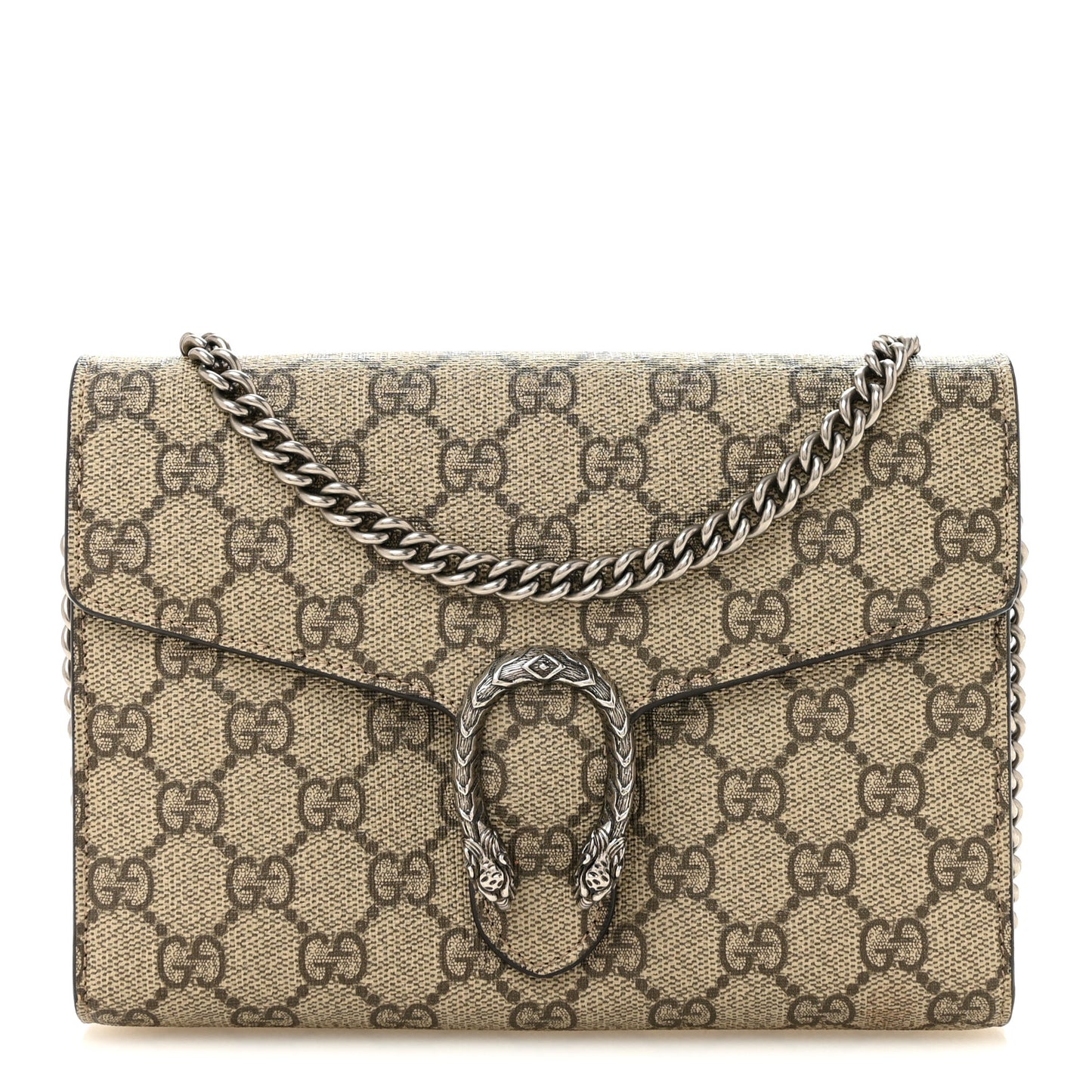 GG Supreme Monogram Mini Dionysus Chain Wallet Beige Taupe