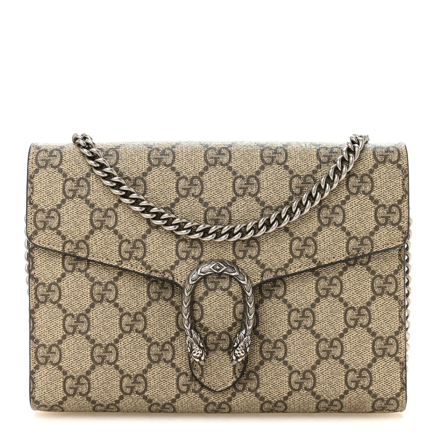 Gucci GG Supreme Monogram Mini Dionysus Chain Wallet Beige Taupe 1 of 11