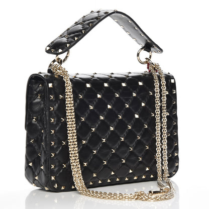 Valentino Garavani Lambskin Medium Rockstud Spike Shoulder Bag Black 4 of 7