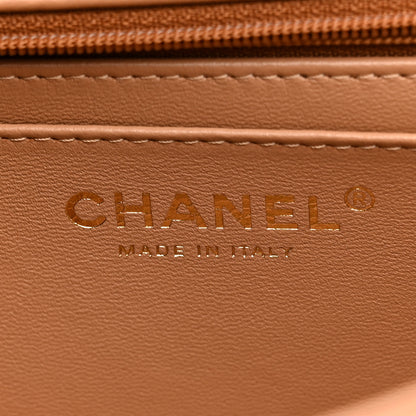 Chanel Lambskin Quilted Mini Top Handle Rectangular Flap Dark Beige 6 of 12