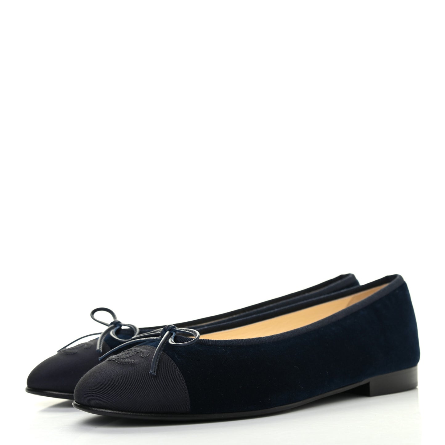 Velvet Cap Toe Ballerina Flats 39 Navy