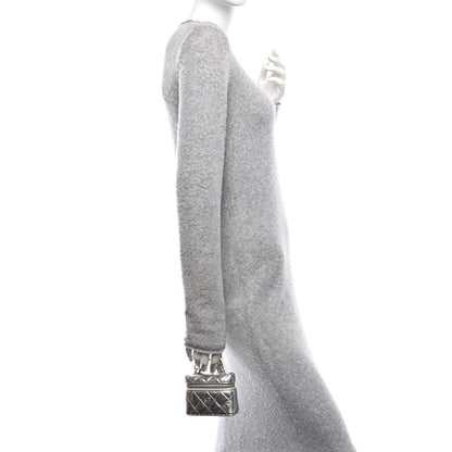 Chanel Metallic Calfskin Quilted Mini Vanity Bag Charm With Hook Silver 2 of 11