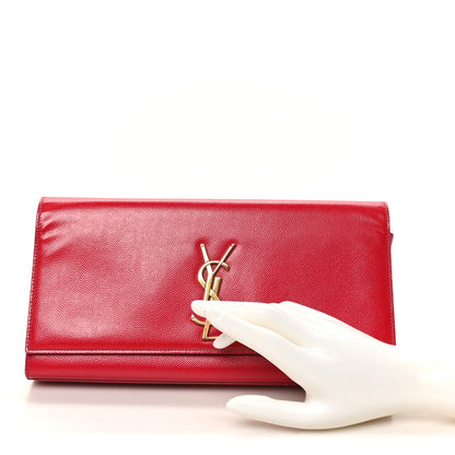 Saint Laurent Patent Grain De Poudre Classic Monogram Cassandre Clutch Fuchsia 2 of 11