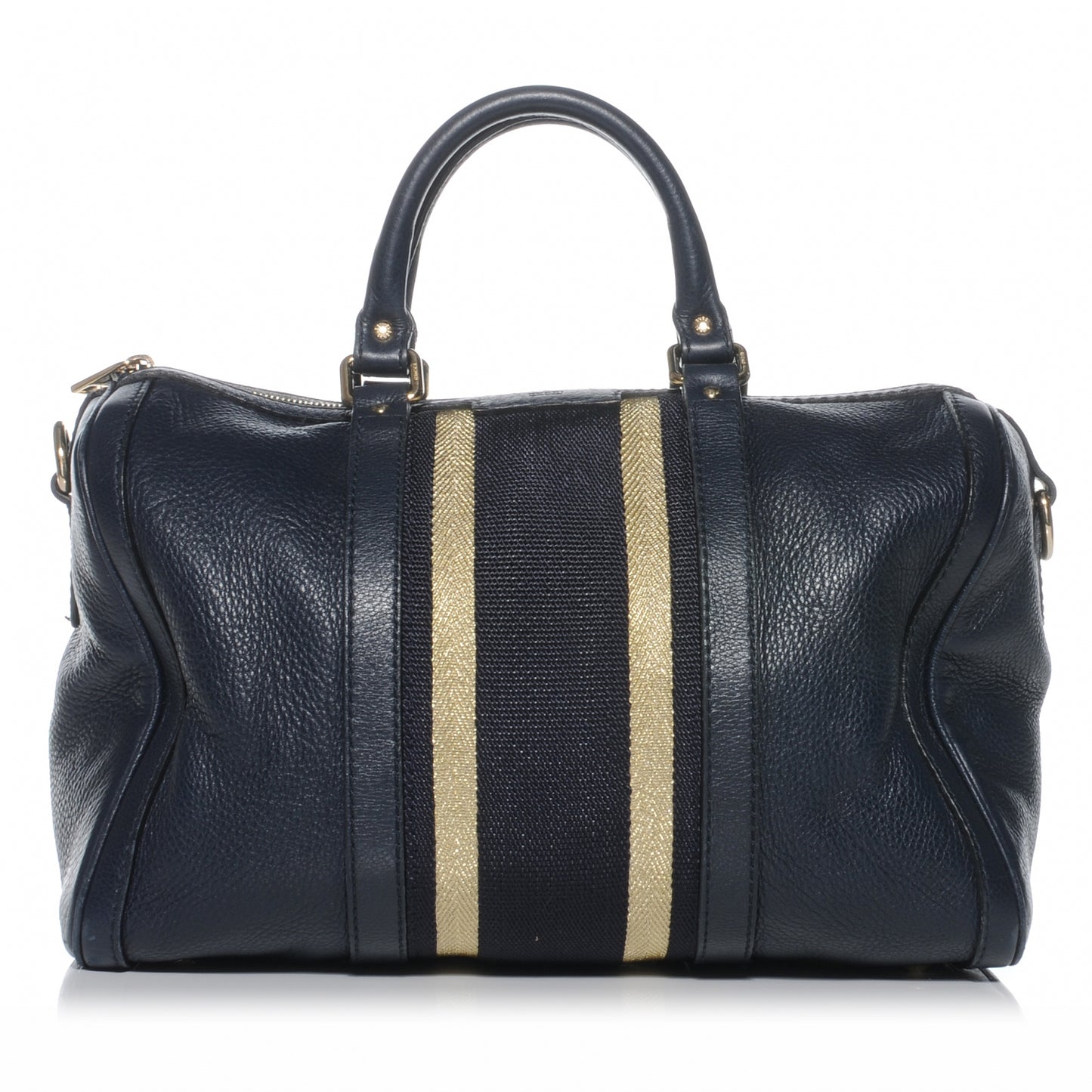 Calfskin Vintage Web Medium Boston Navy