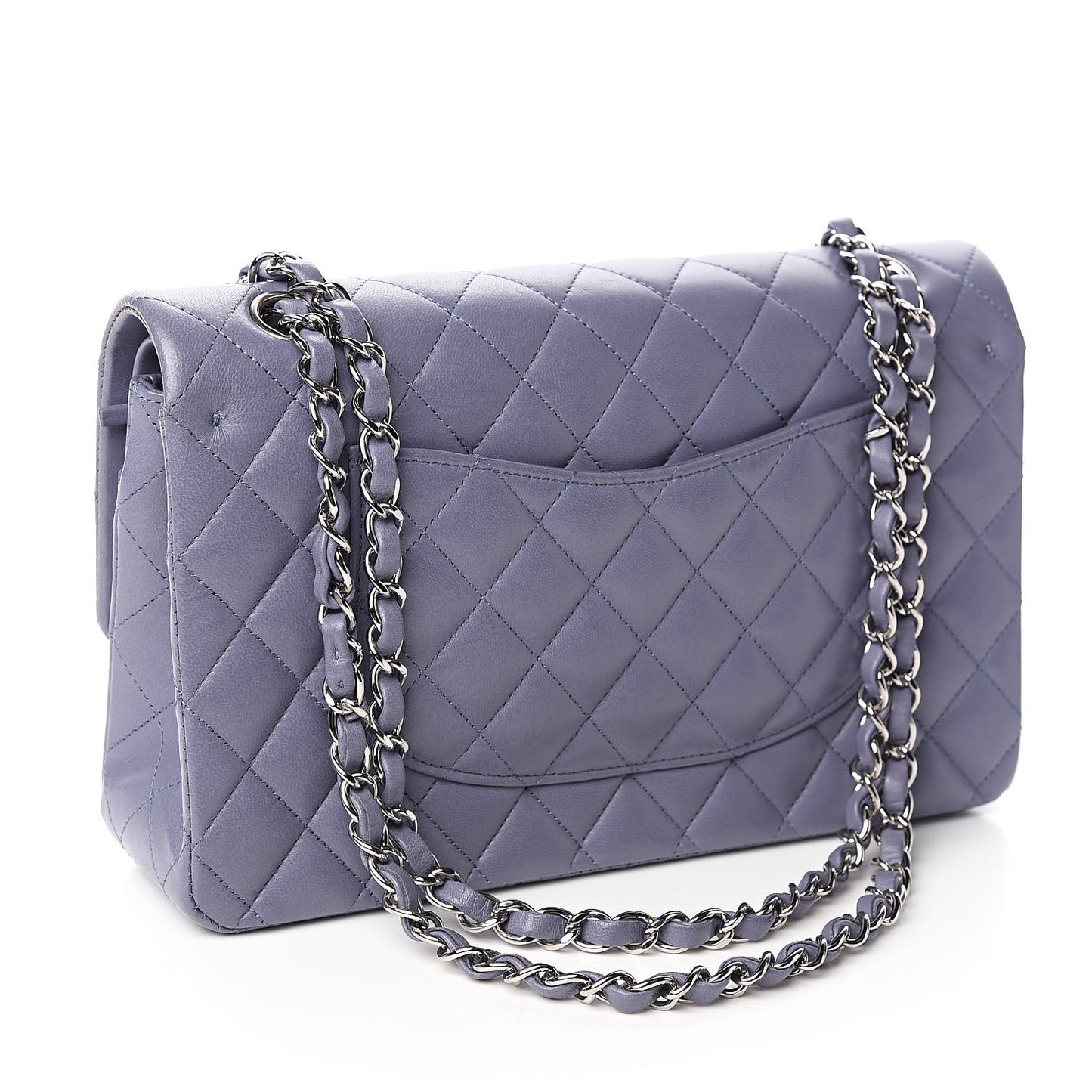 Lambskin Quilted Medium Double Flap Light Purple