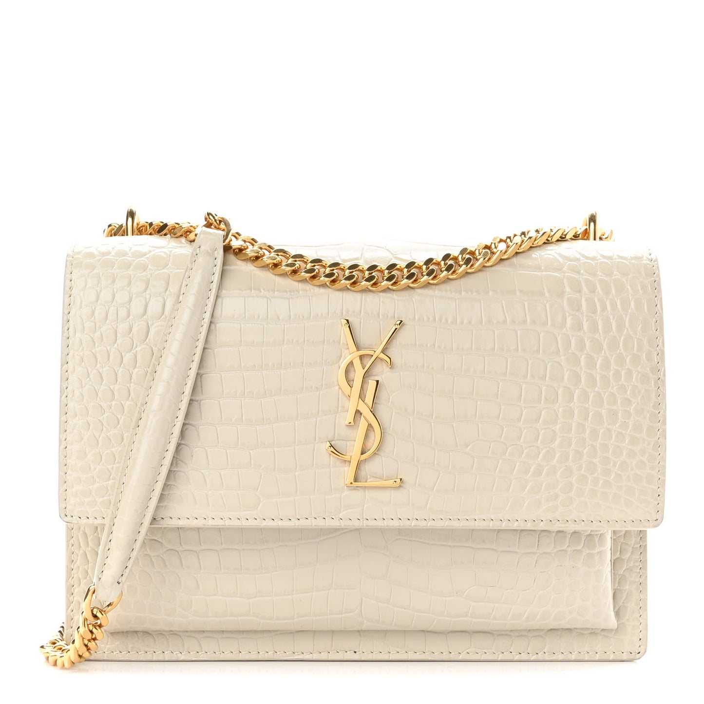 Calfskin Crocodile Embossed Medium Monogram Sunset Blanc Vintage