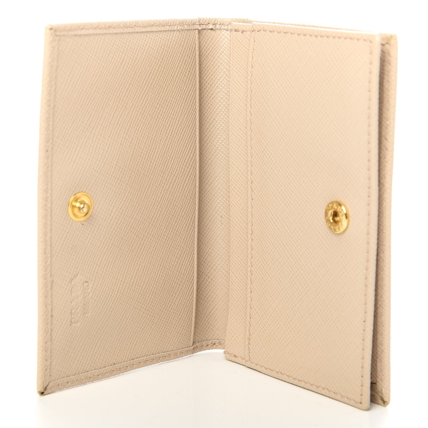 Saffiano Metal Bi-Fold Card Holder Wallet Cammeo