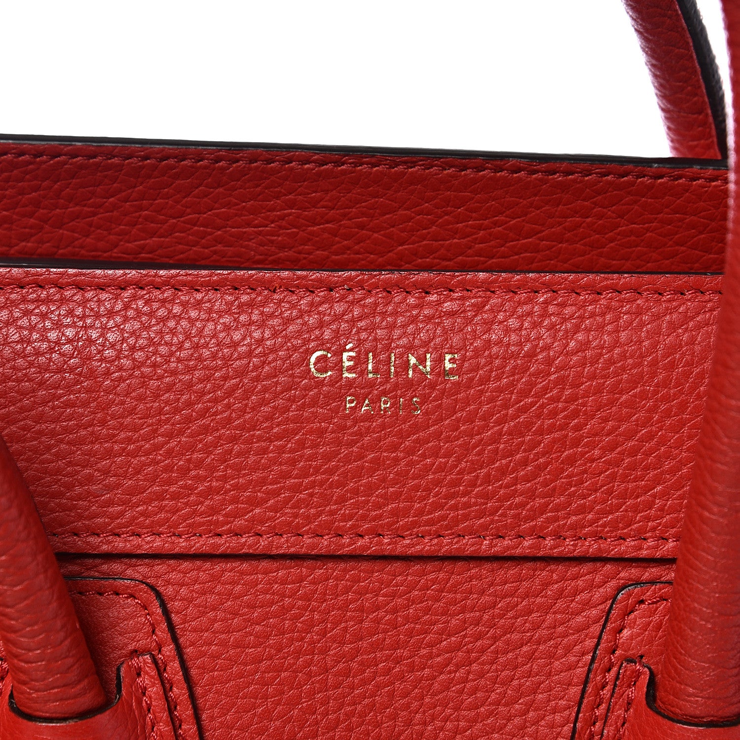 Celine Drummed Calfskin Micro Luggage Coquelicot 7 of 12