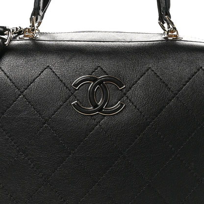 Chanel Calfskin Stitched Sleek Box Top Handle Vanity Bag Black 10 of 12