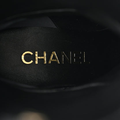 Chanel Iridescent Wool Silk Tweed Calfskin CC Cap Toe High Boots 40 Black 7 of 9