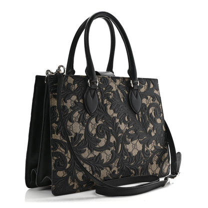 Gucci GG Supreme Monogram Arabesque Small Top Handle Bag Beige Black 3 of 10