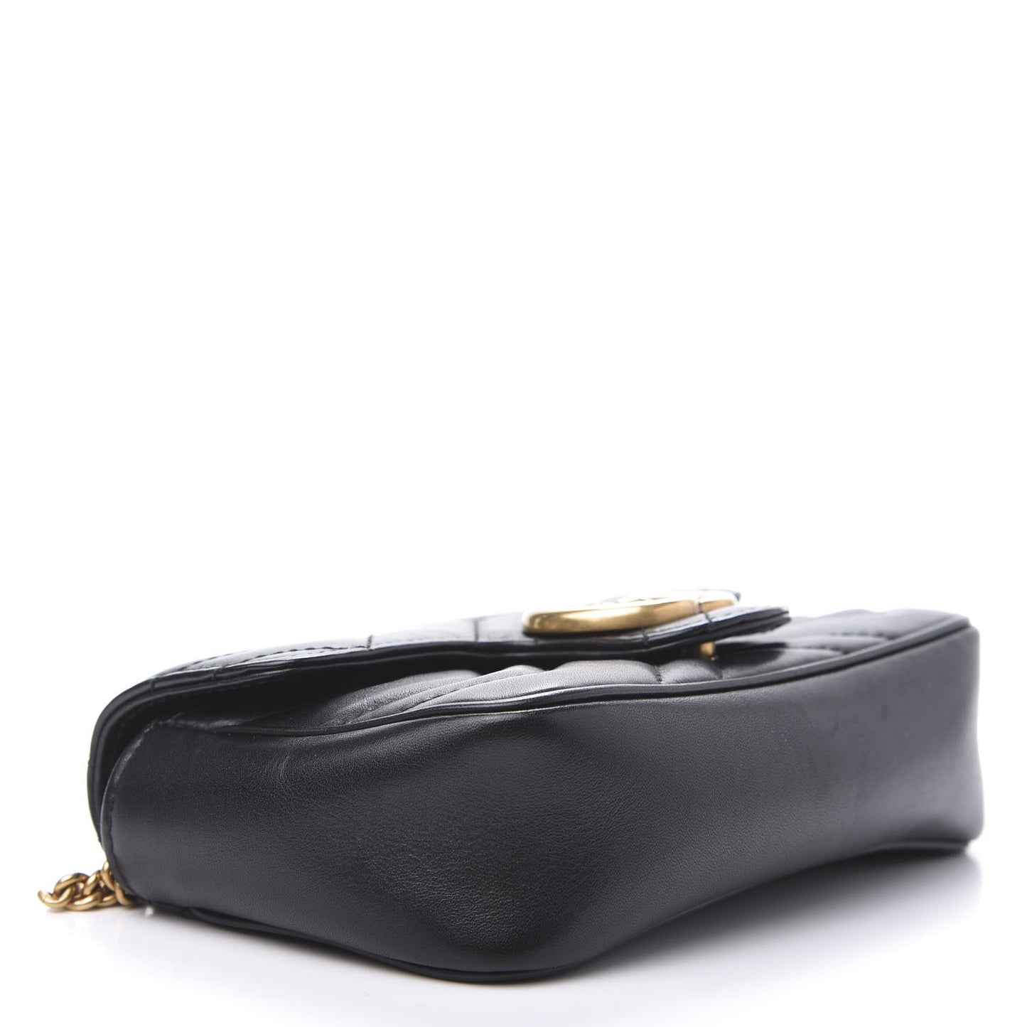 Calfskin Matelasse Super Mini GG Marmont Shoulder Bag Black