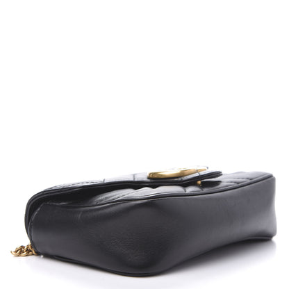 Gucci Calfskin Matelasse Super Mini GG Marmont Shoulder Bag Black 4 of 14