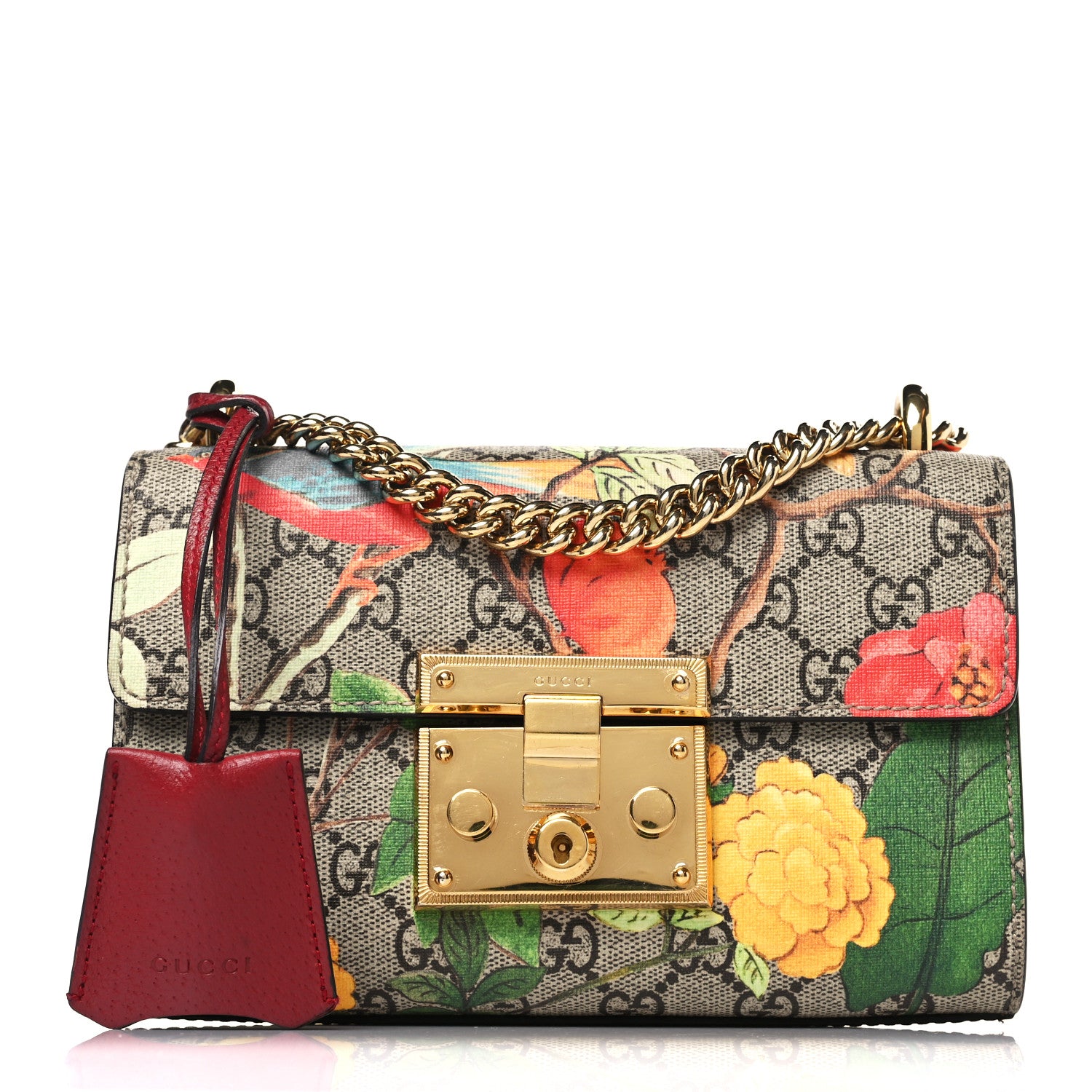 Gucci GG Supreme Monogram Tian Small Padlock Shoulder Bag Beige Multicolor New Acero 1 of 9
