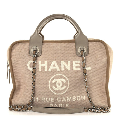 Chanel Canvas Deauville Bowling Bag Ecru 1 of 10