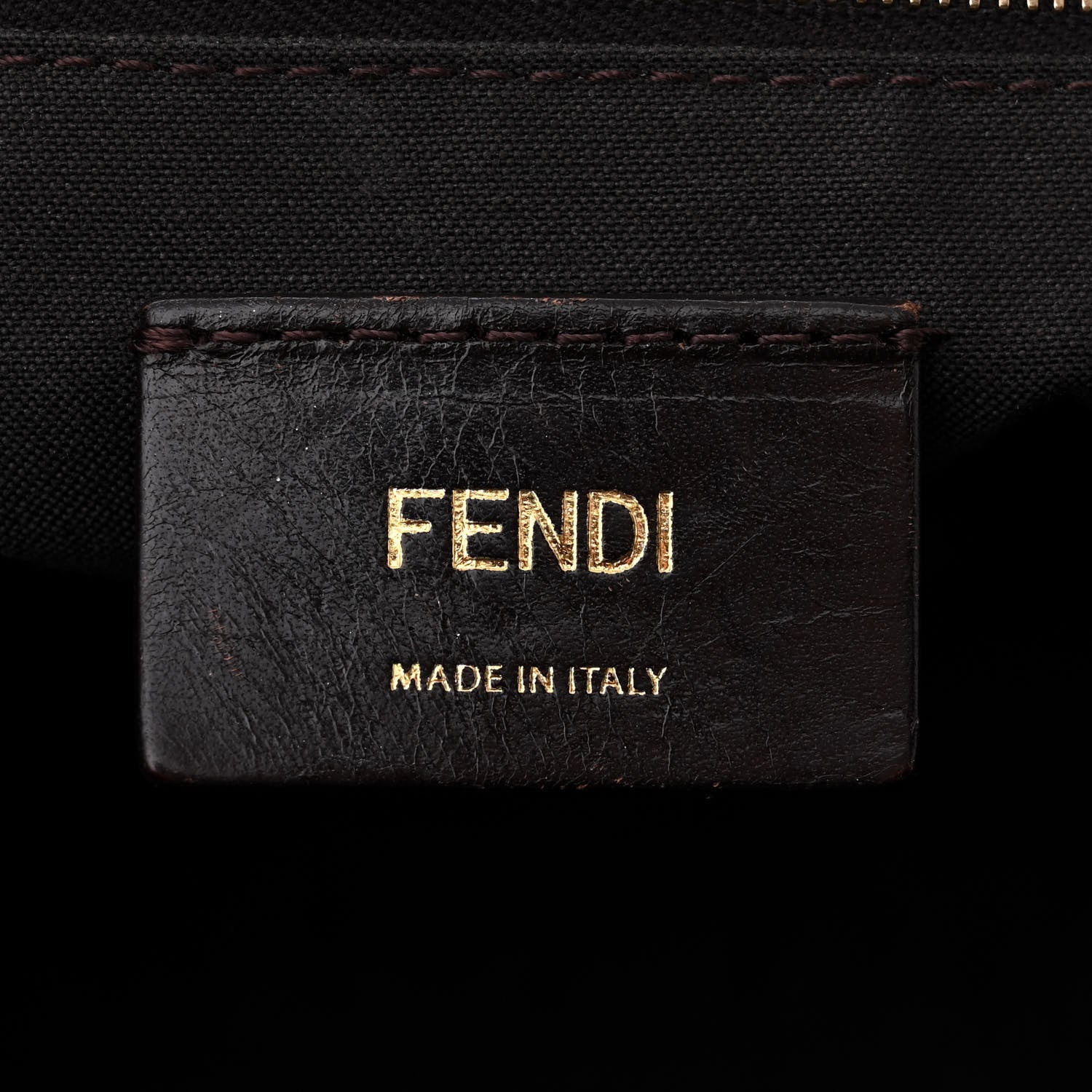 Fendi Pequin Spalmati Vitello Flamingo Shoulder Bag Tobacco Blue Neon 6 of 12