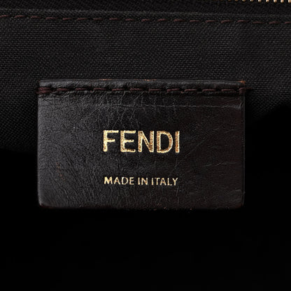 Fendi Pequin Spalmati Vitello Flamingo Shoulder Bag Tobacco Blue Neon 6 of 12