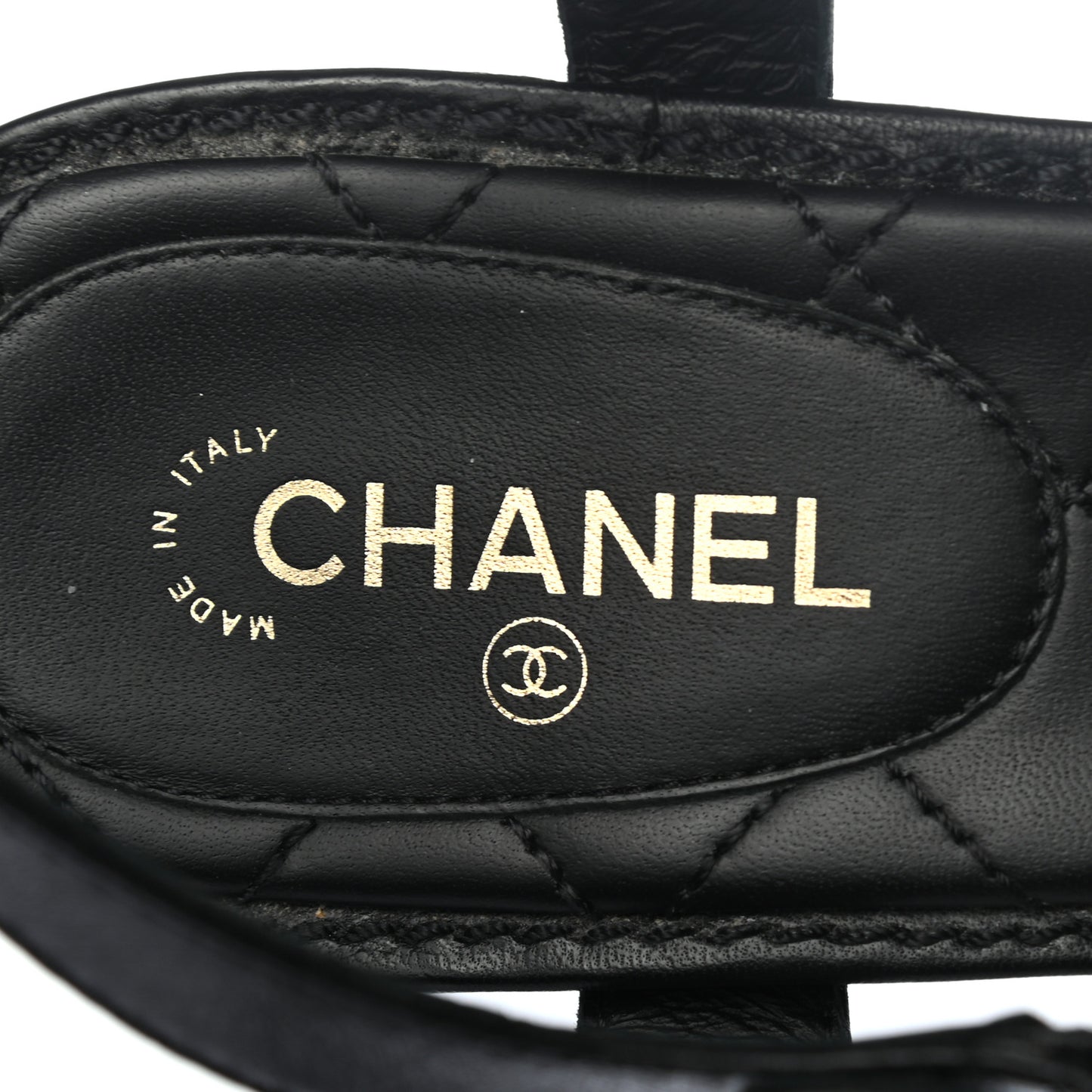 Lambskin Chain CC Logo Thong Sandals 40.5 Black