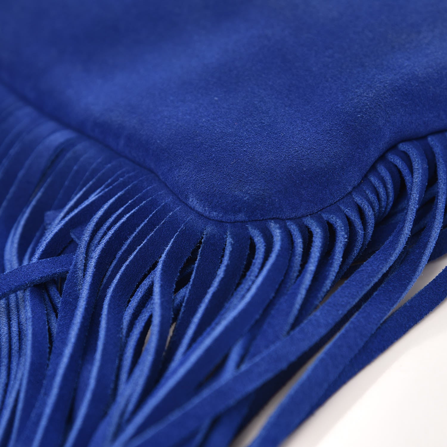 Saint Laurent Suede Calfskin Small Fringe Crossbody Bag Blue 9 of 13