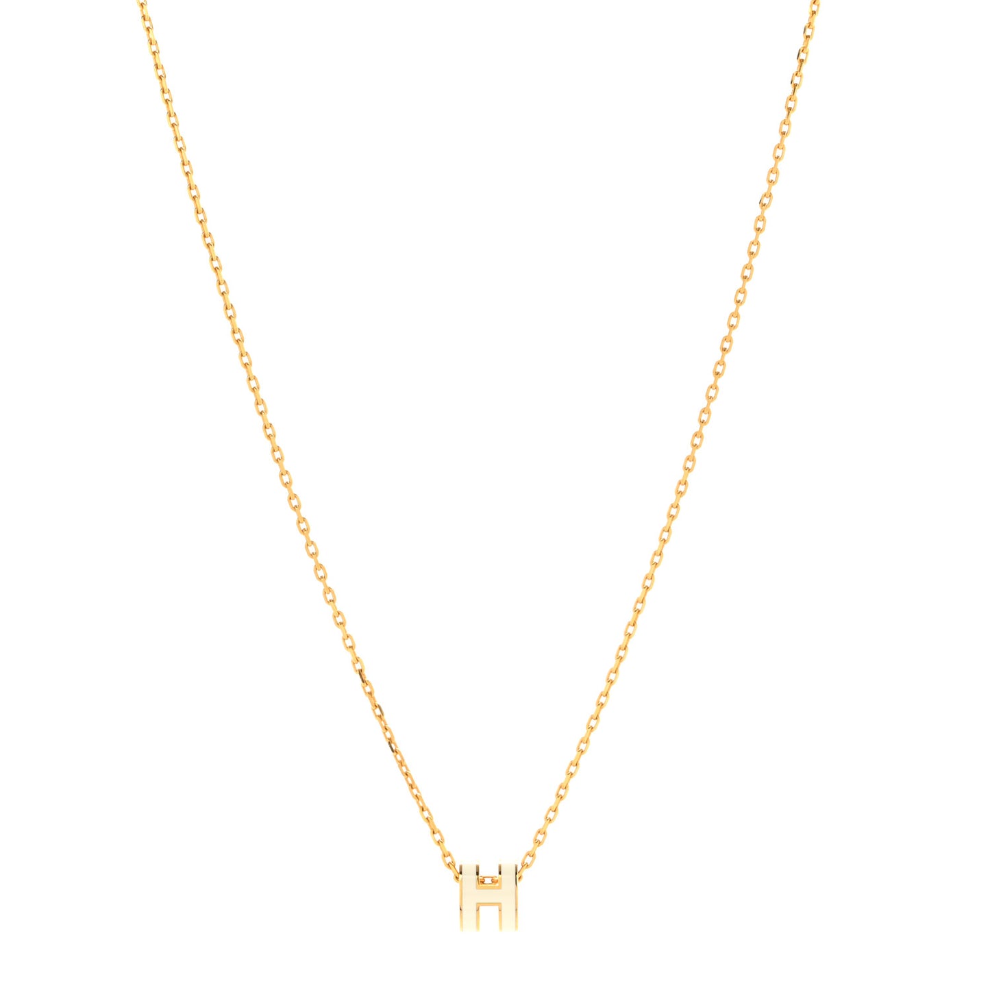 Lacquered Gold Mini Pop H Pendant Necklace White