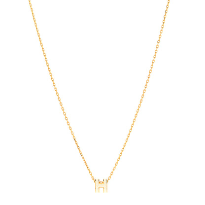 Hermes Lacquered Gold Mini Pop H Pendant Necklace White 1 of 6