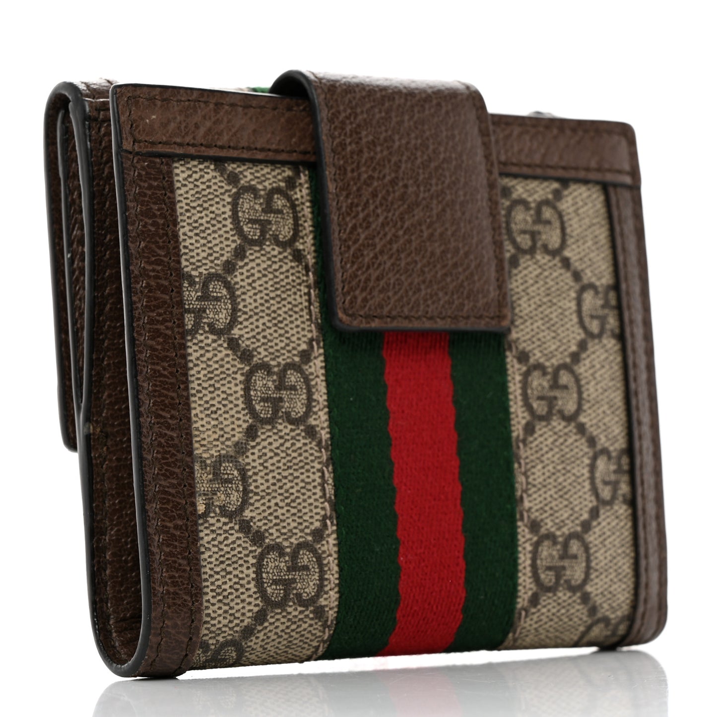 GG Supreme Monogram Web Ophidia French Flap Wallet Beige New Acero