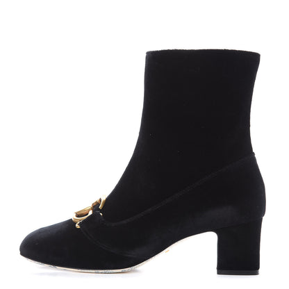 Gucci Softy Velvet Malaga Kid GG Victoire 55mm Ankle Boots 40 Black 1 of 9