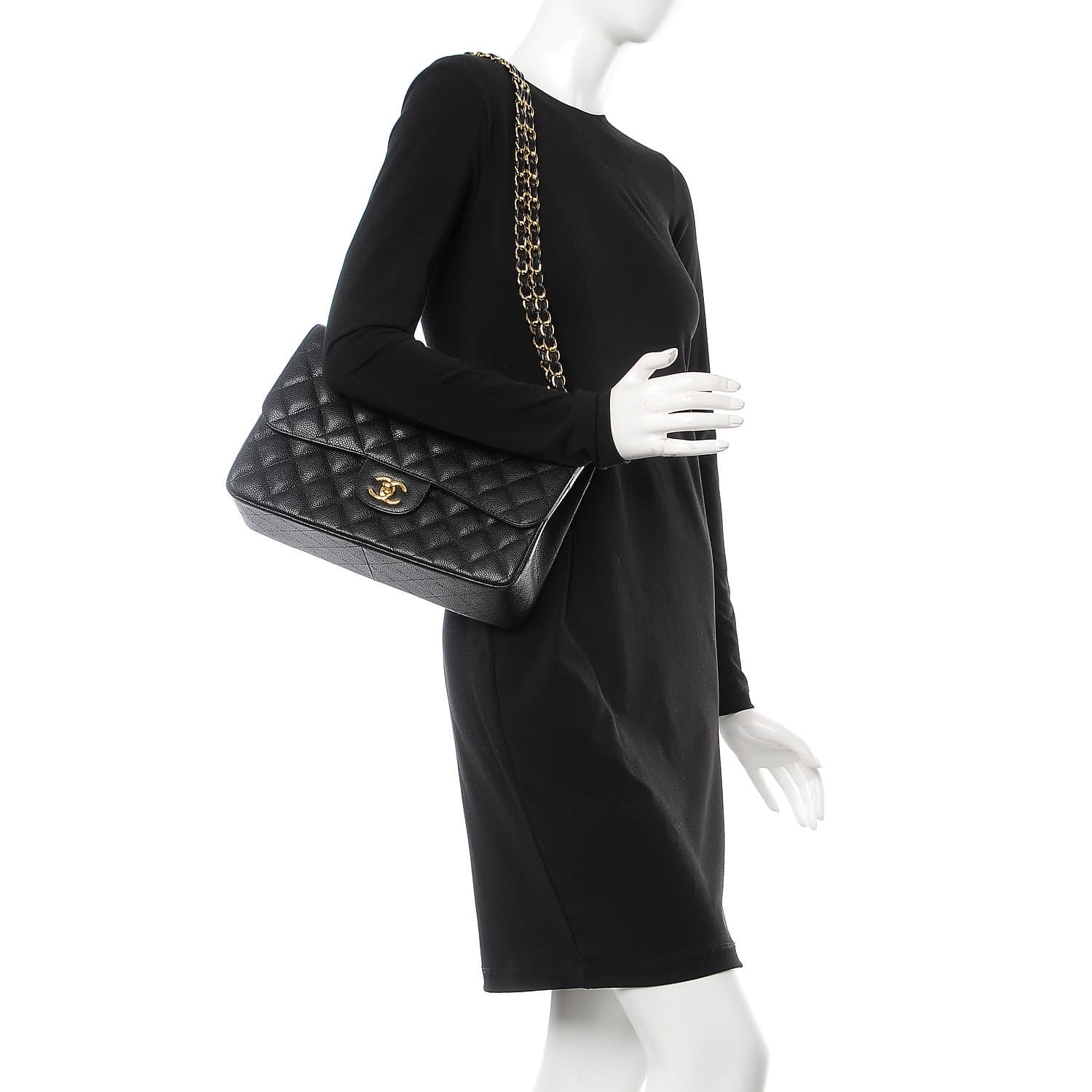 Chanel Caviar Quilted Jumbo Double Flap Black 3 of 11