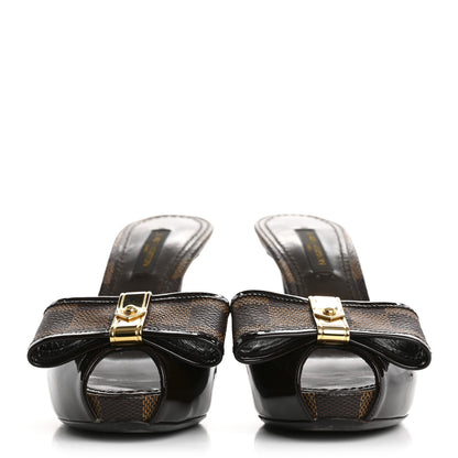 Louis Vuitton Damier Ebene Patent Valentine Mules 35 3 of 12