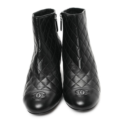 Chanel Lambskin Quilted Cap Toe CC Booties 41 Black 3 of 10