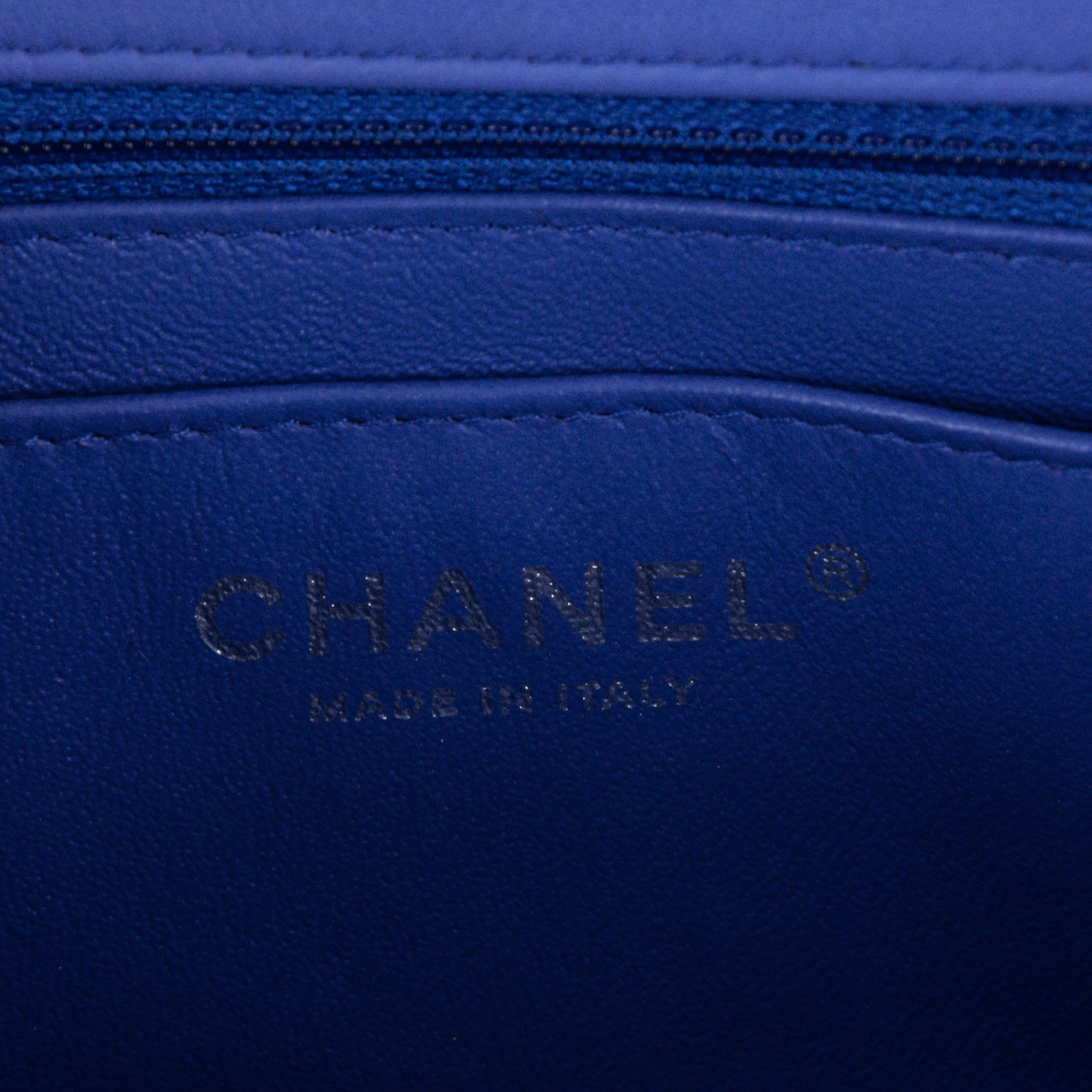 Patent Calfskin Quilted Mini Rectangular Flap Blue