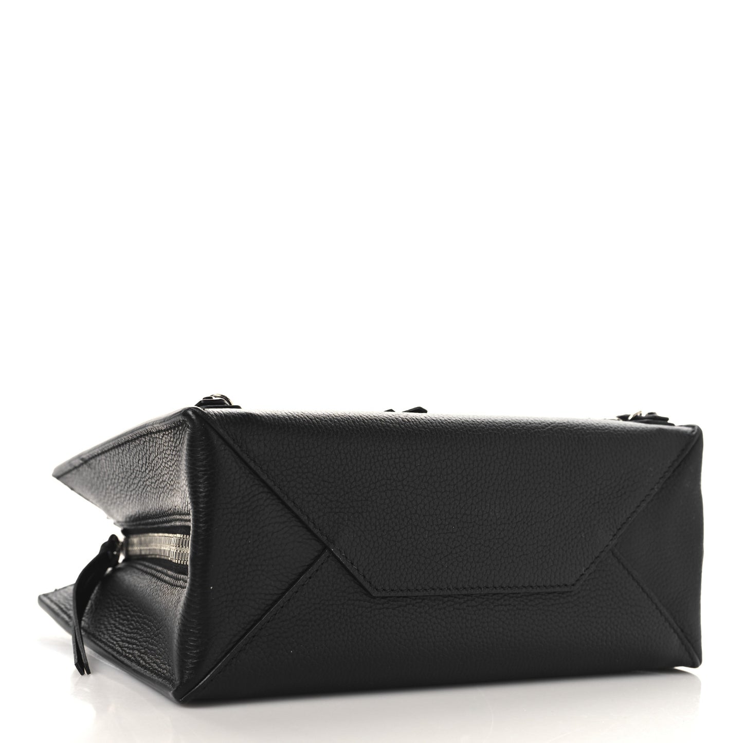 Grained Calfskin Papier Mini A4 Zip Around Tote Black
