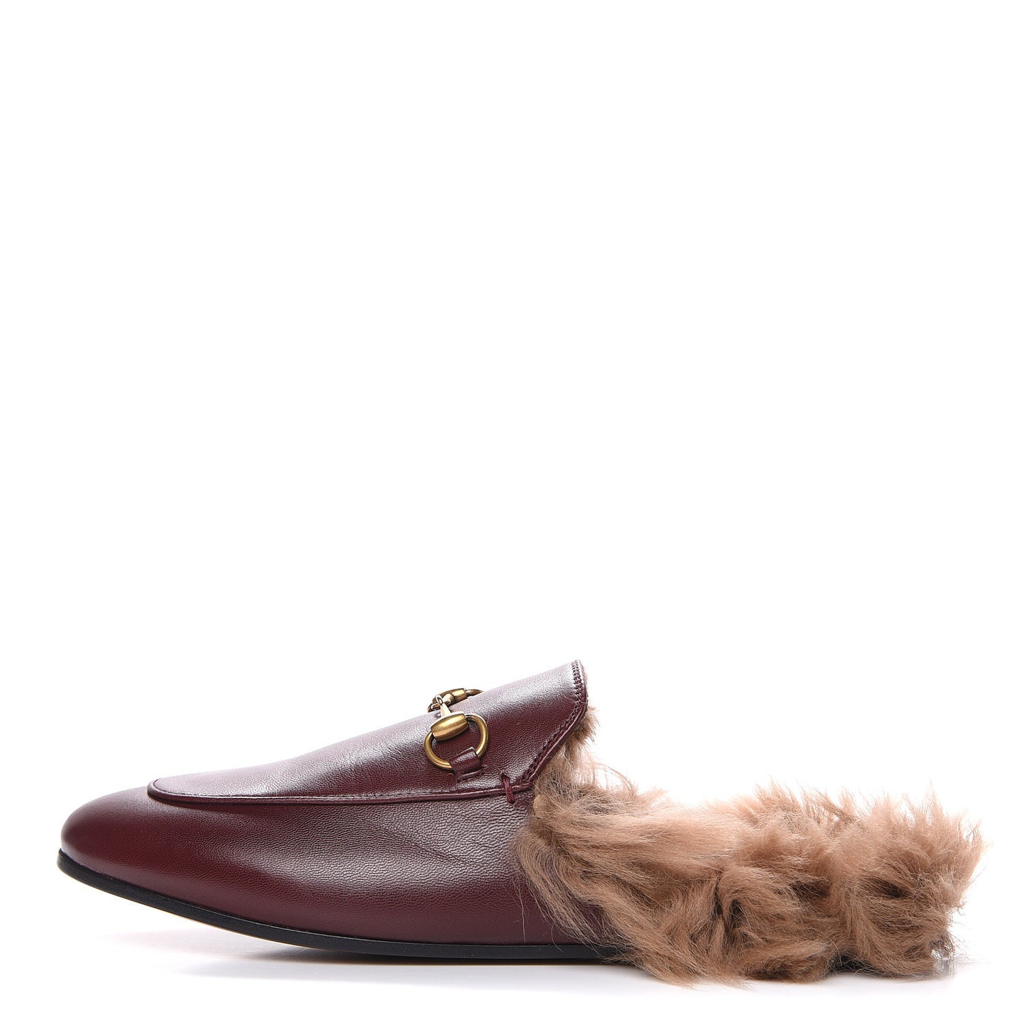 Malaga Kid Fur Womens Princetown Slippers 37.5 Vintage Bordeaux