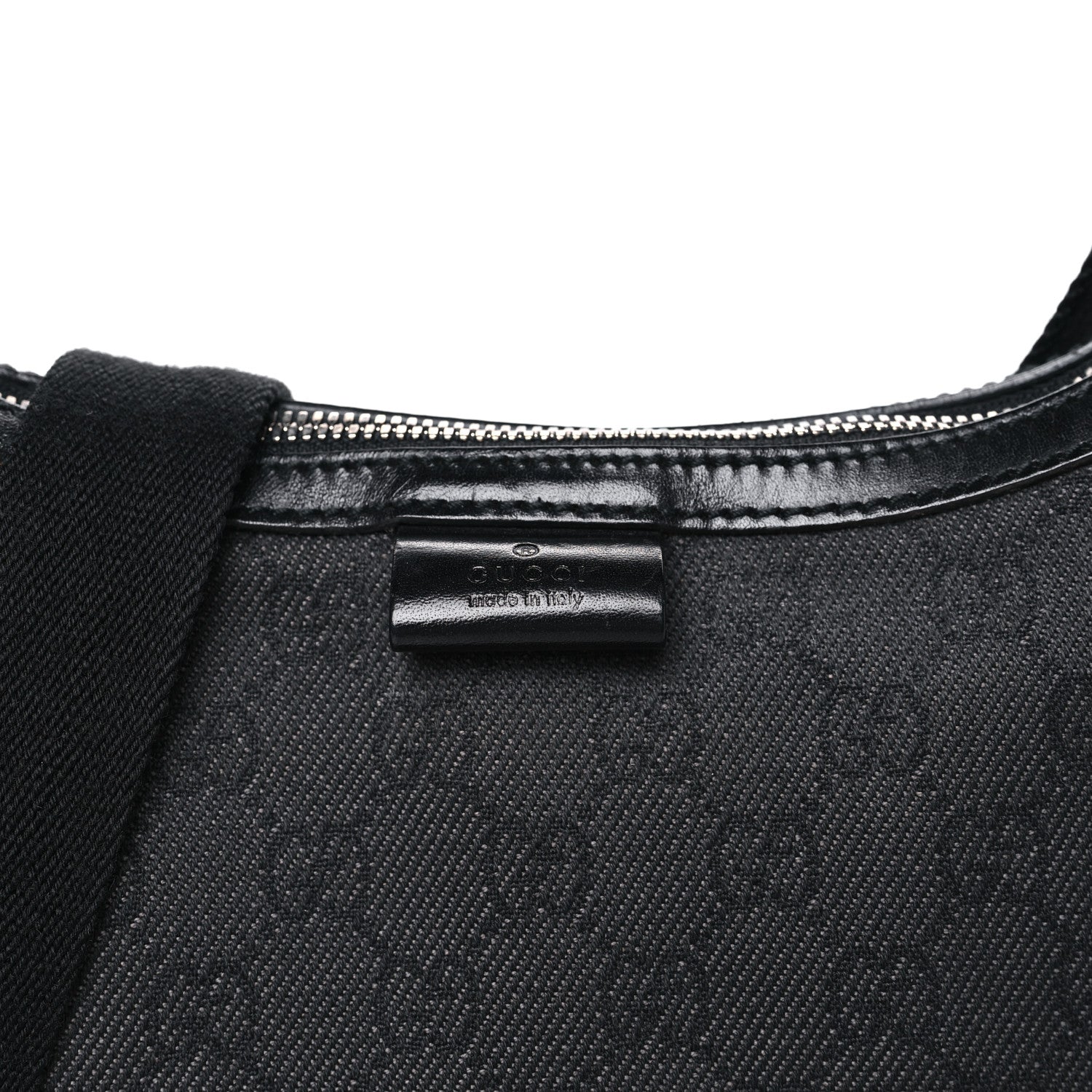 Gucci Denim Monogram Shoulder Bag Black 8 of 10