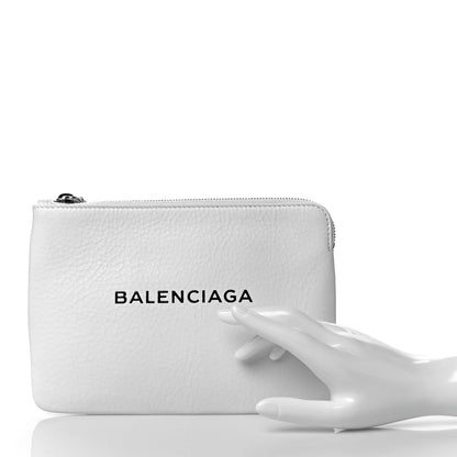 Balenciaga Calfskin Logo M Everyday Pouch White 2 of 10