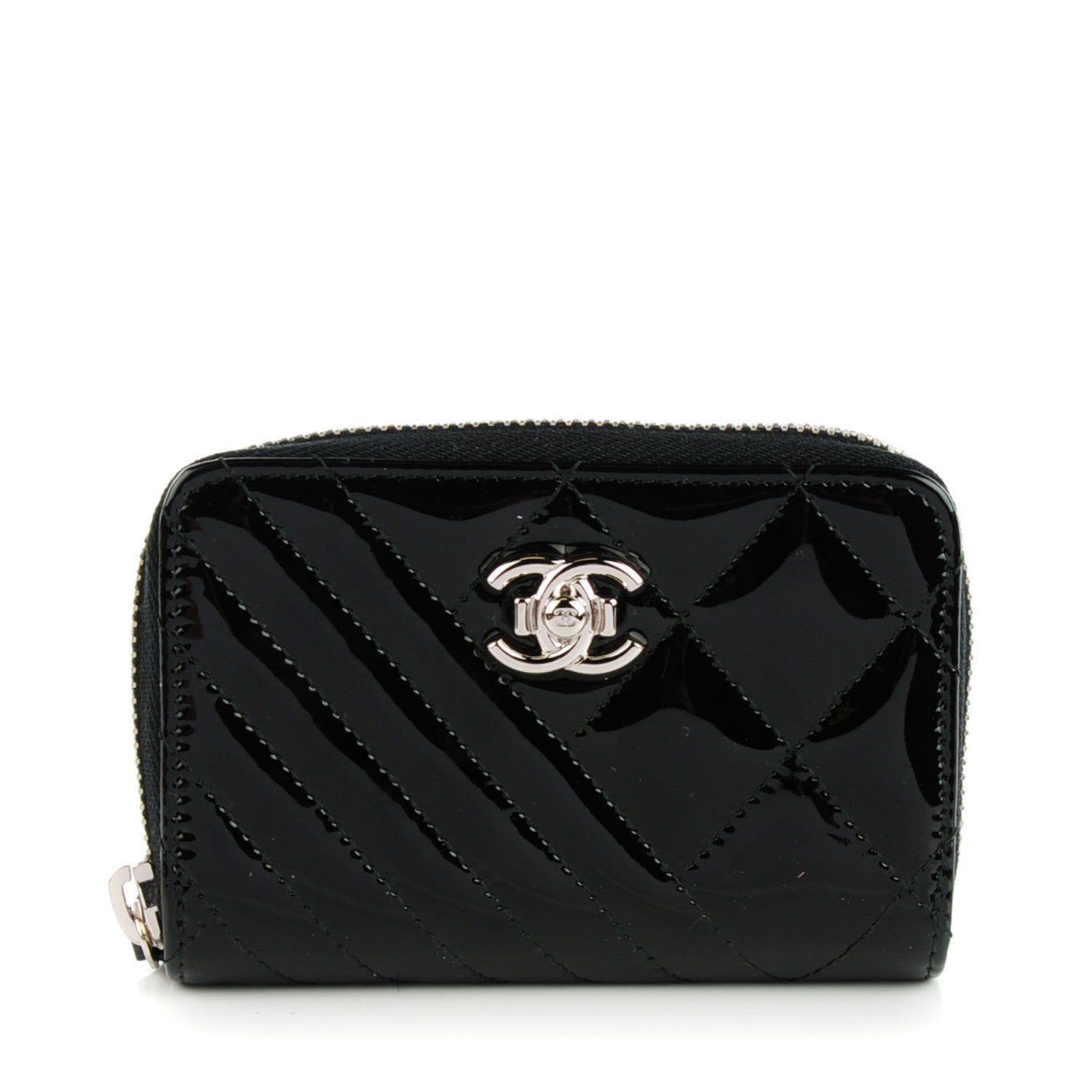 Chanel Patent Quilted Coco Boy Zip Coin Purse Black 1 of 7