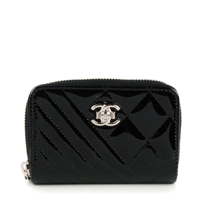 Chanel Patent Quilted Coco Boy Zip Coin Purse Black 1 of 7