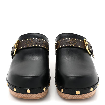 Louis Vuitton Calfskin Patent Monogram Cottage Clog Mules 40 Black 2 of 10