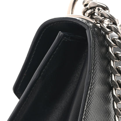 Prada Saffiano Cuir Calfskin Monochrome Envelope Flap Chain Shoulder Bag Black 10 of 12