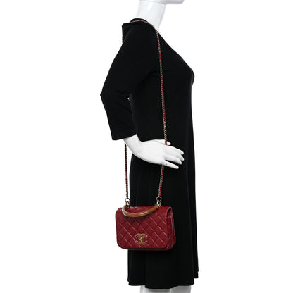 Chanel Lambskin Quilted Wood Mini Coco Handle Flap Red 2 of 15