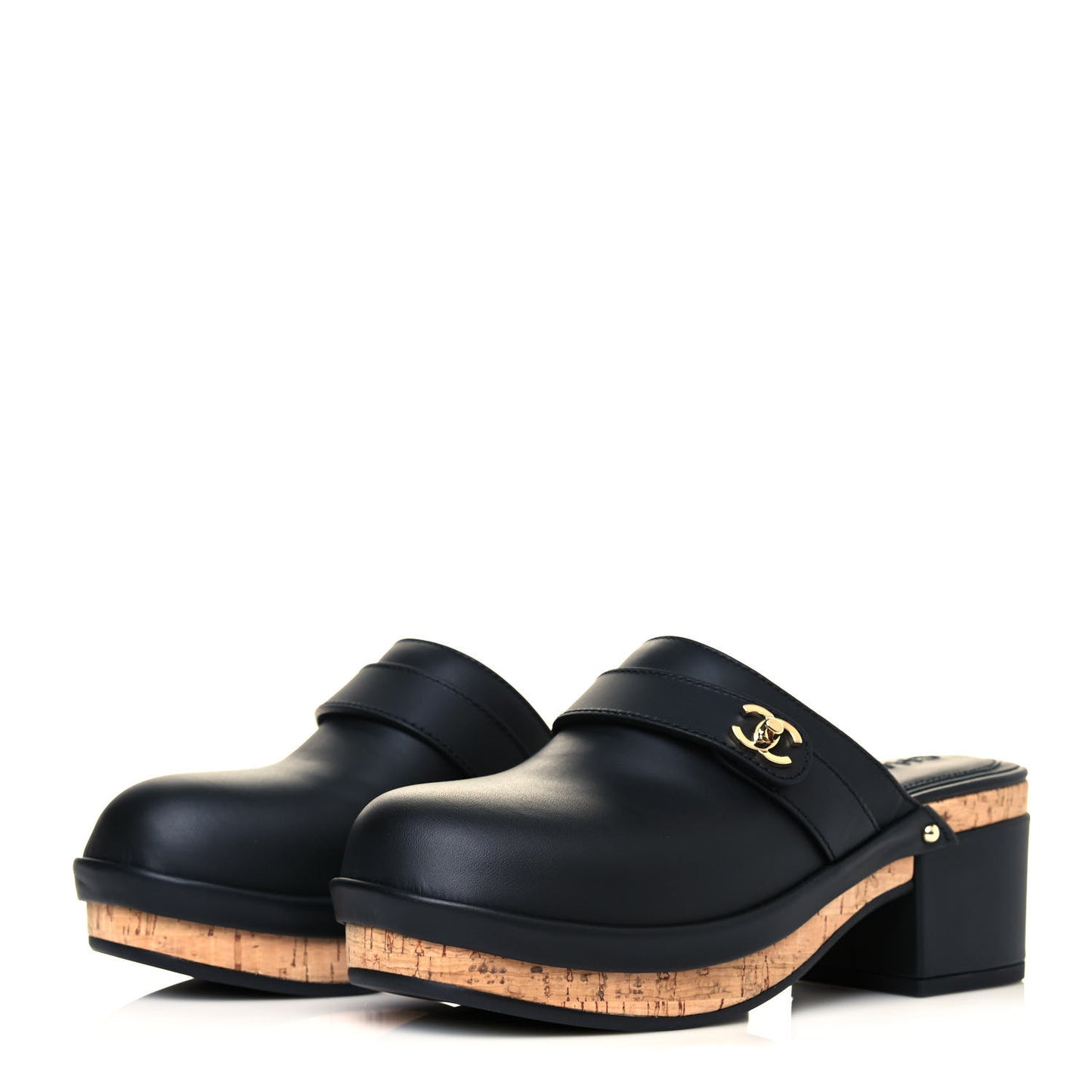 Calfskin CC Turn Lock Clogs 35 Black