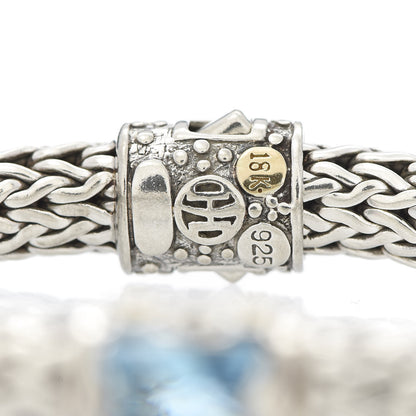 John Hardy Sterling Silver 18K Yellow Gold Blue Topaz 6.5mm Classic Chain Baby Bracelet 4 of 4