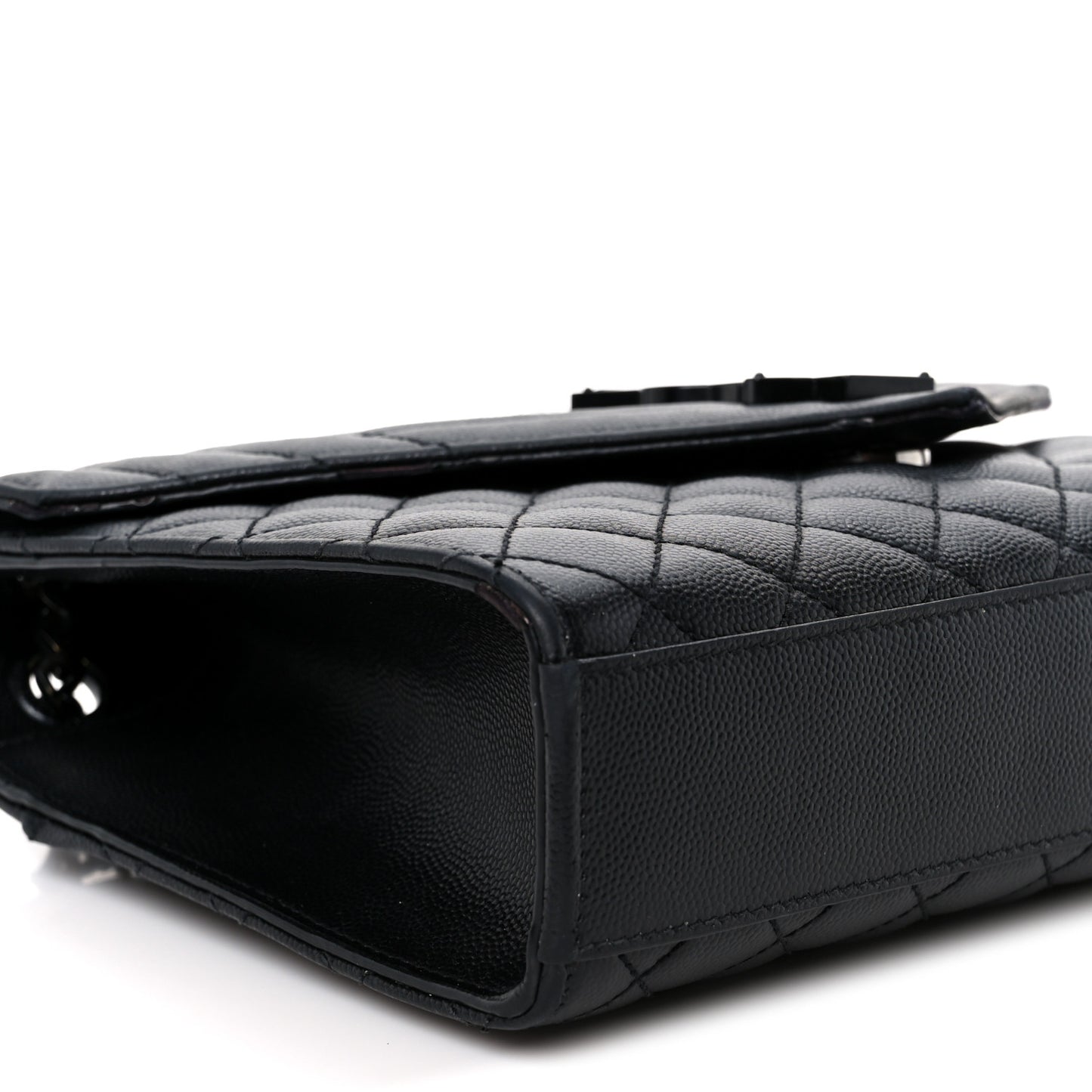 Grain De Poudre Textured Mixed Matelasse Triquilt Medium Monogram Monochrome Satchel Black