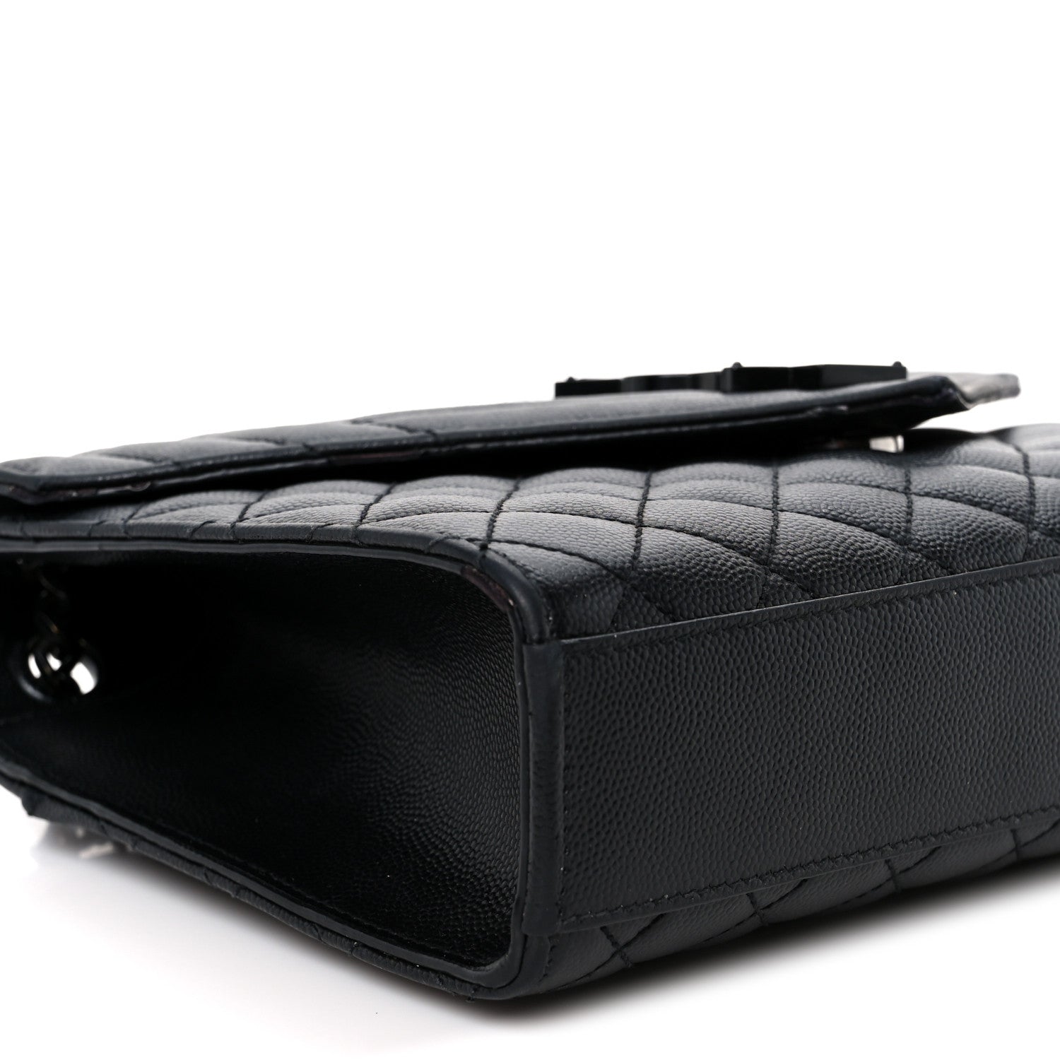 Saint Laurent Grain De Poudre Textured Mixed Matelasse Triquilt Medium Monogram Monochrome Satchel Black 10 of 11