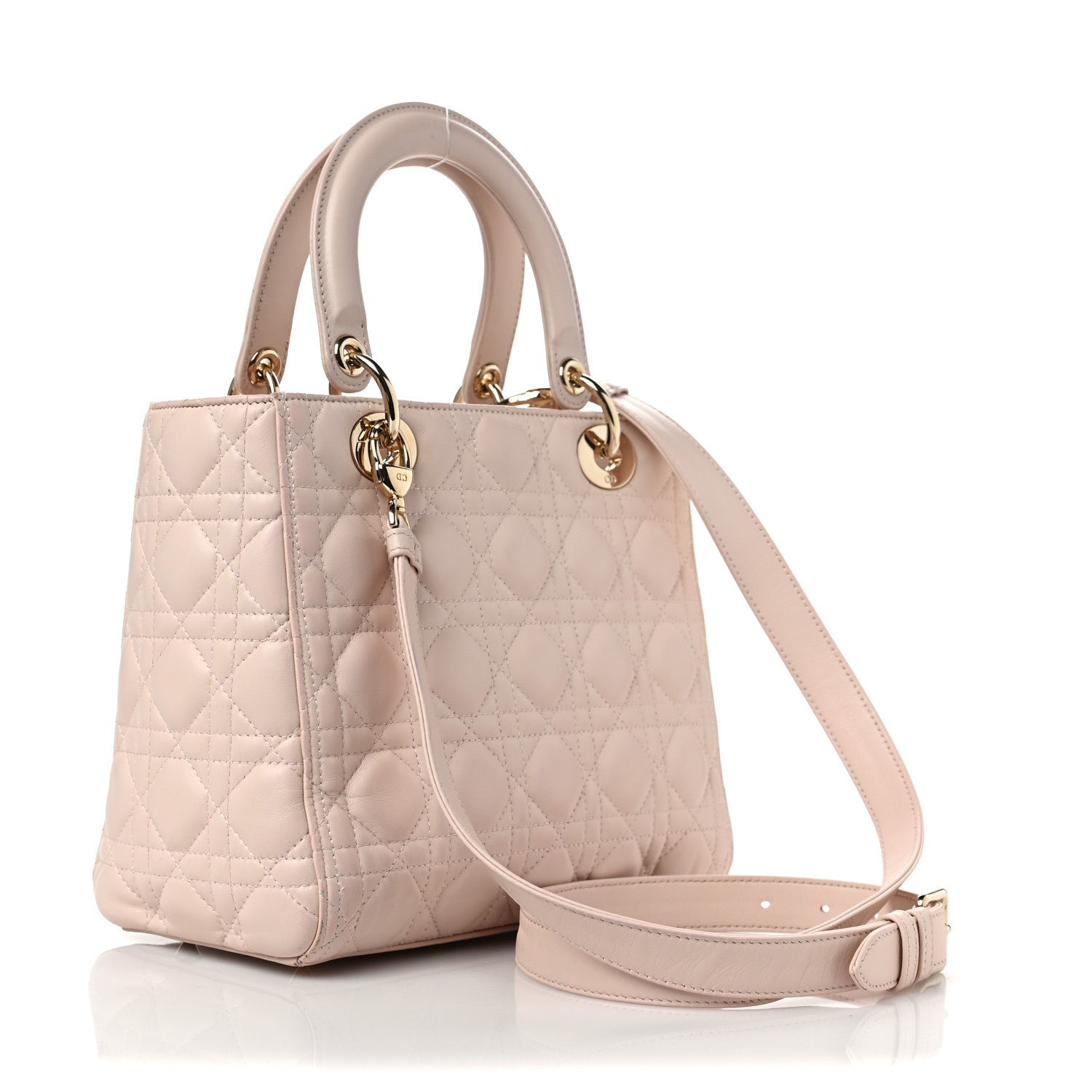 Christian Dior Lambskin Cannage Medium Lady Dior Rose Poudre 3 of 9
