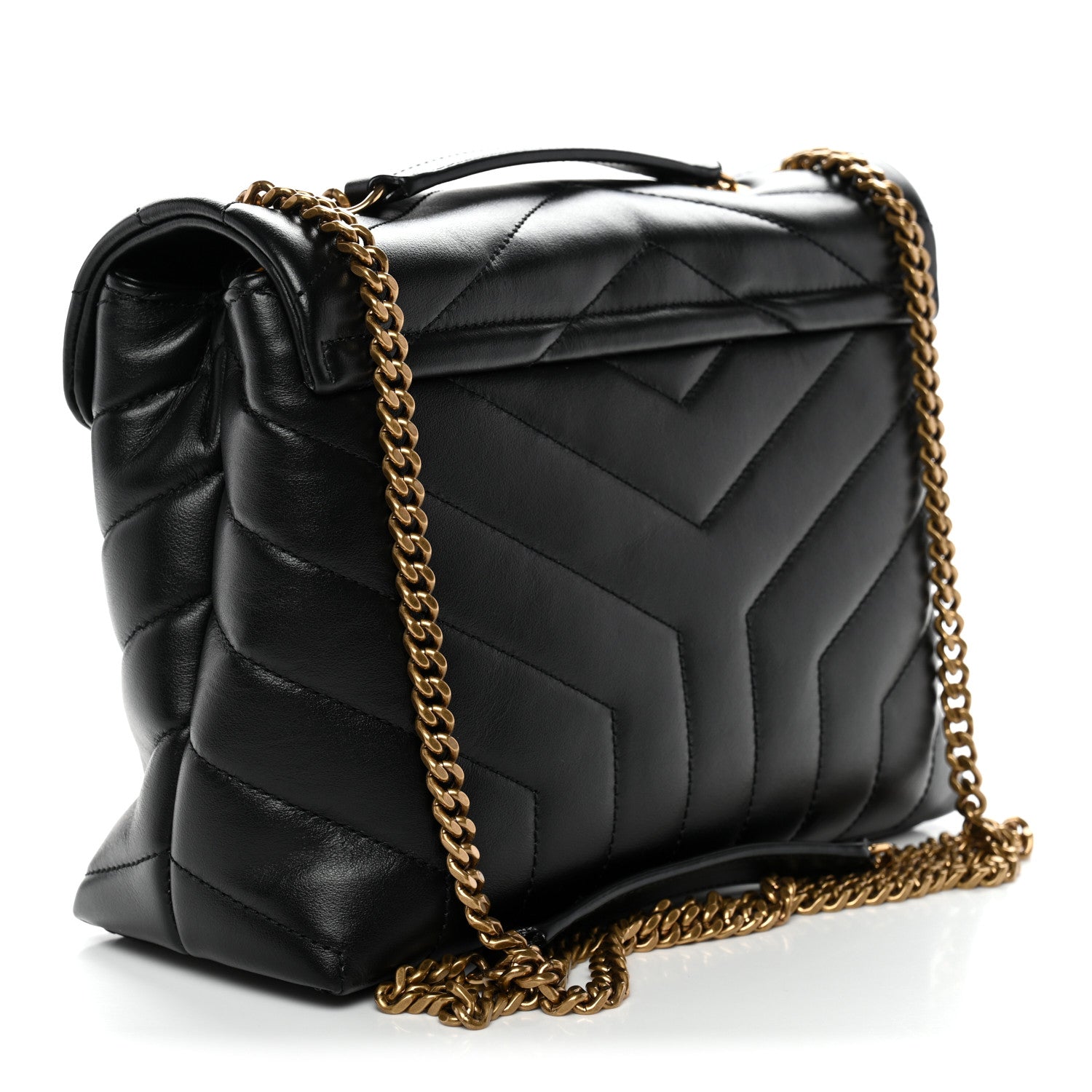 Saint Laurent Calfskin Y Quilted Monogram Small Loulou Chain Satchel Black 3 of 10