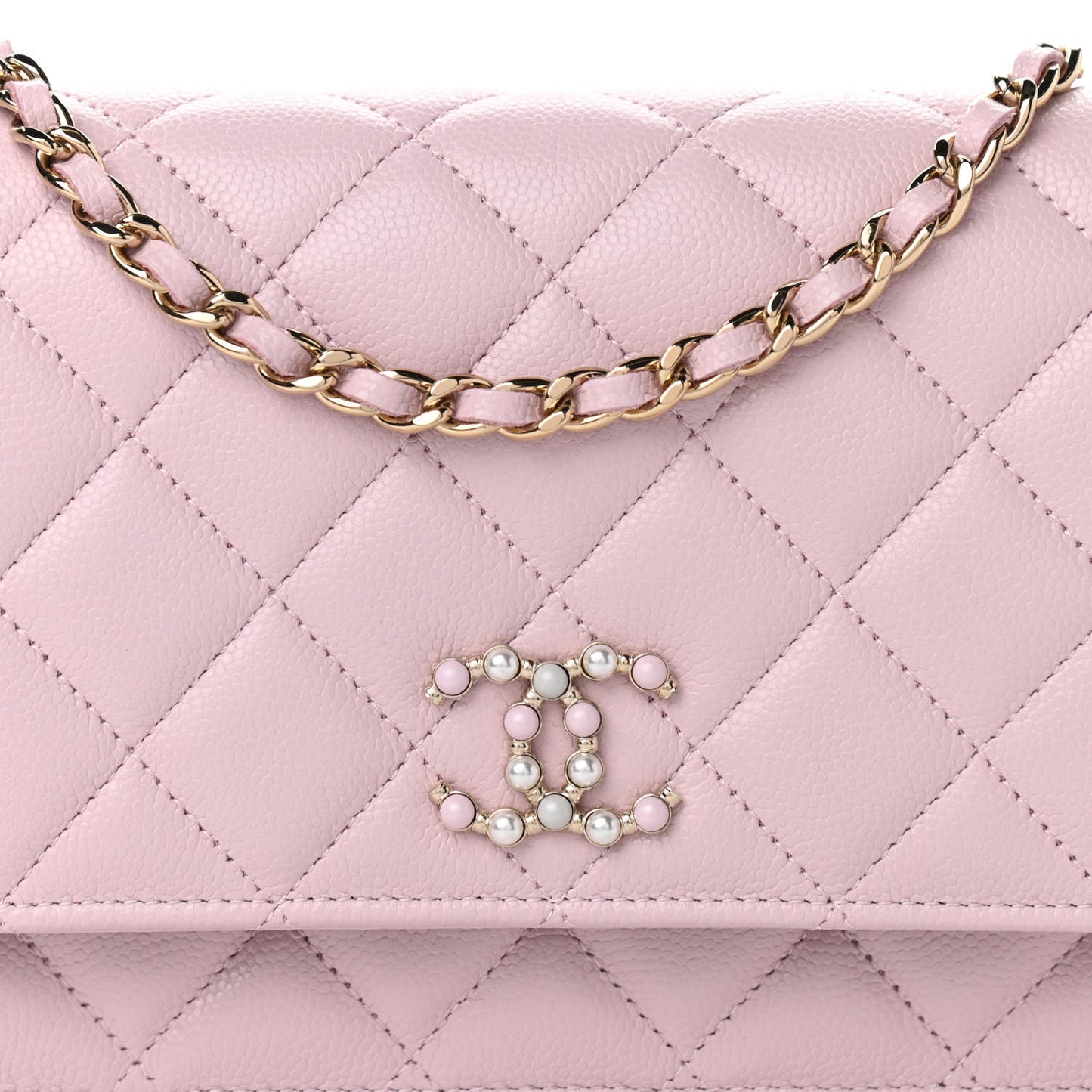 Caviar Quilted Coco Candy Wallet On Chain WOC Light Pink