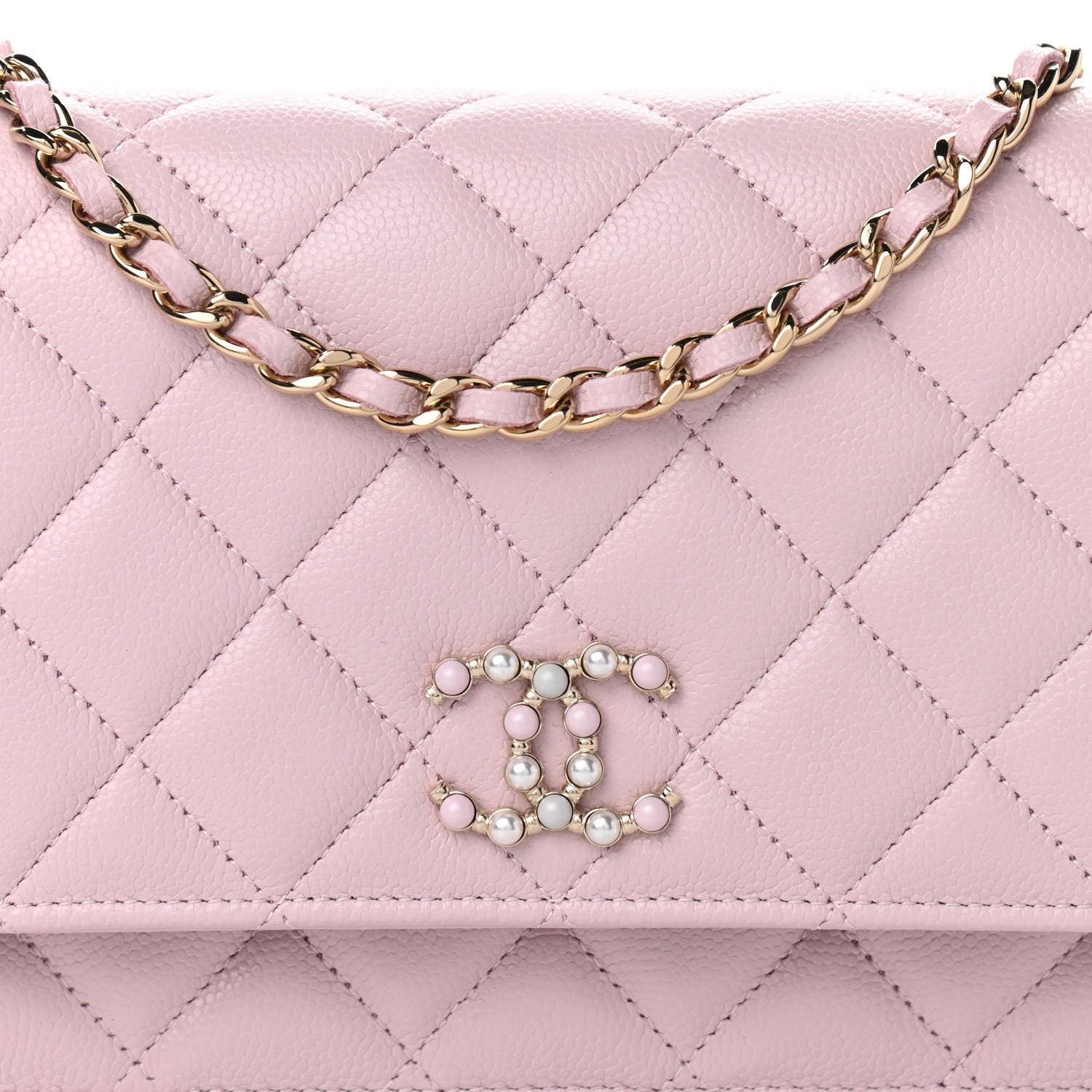 Chanel Caviar Quilted Coco Candy Wallet On Chain WOC Light Pink 9 of 11