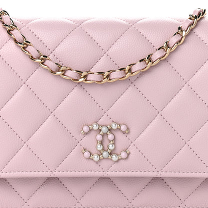 Chanel Caviar Quilted Coco Candy Wallet On Chain WOC Light Pink 9 of 11